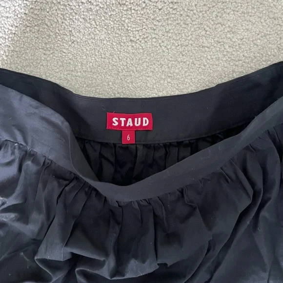 STAUD Black A-Line Midi Skirt for Work - Picture 2 of 3